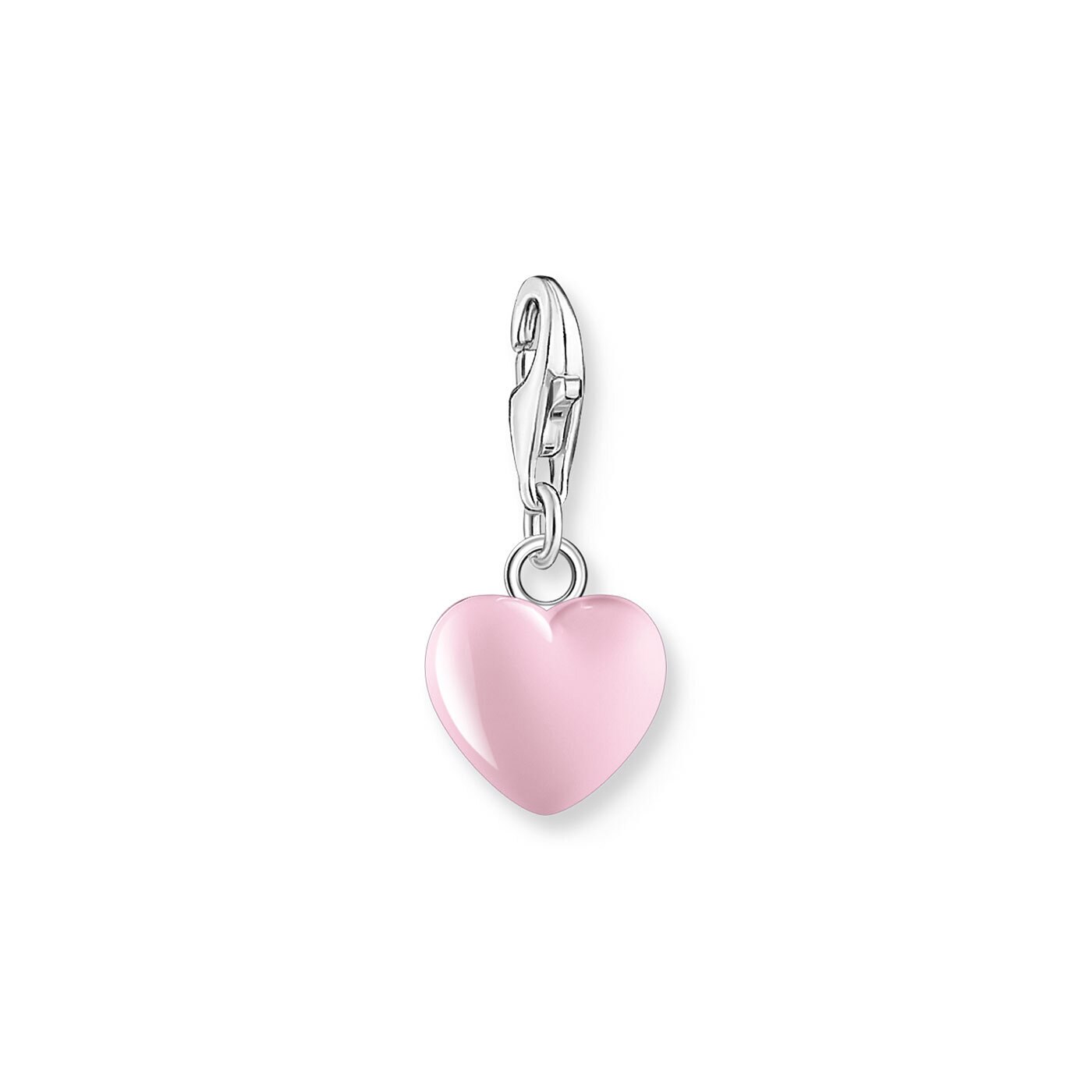 Charm-hängsmycke rosa hjärta silver