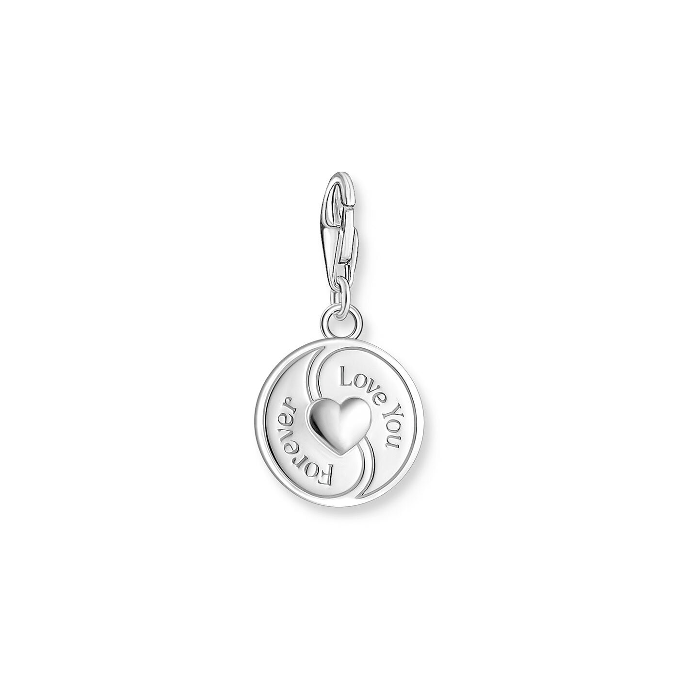 Charm-hängsmycke rosa yin & yang med stenar silver