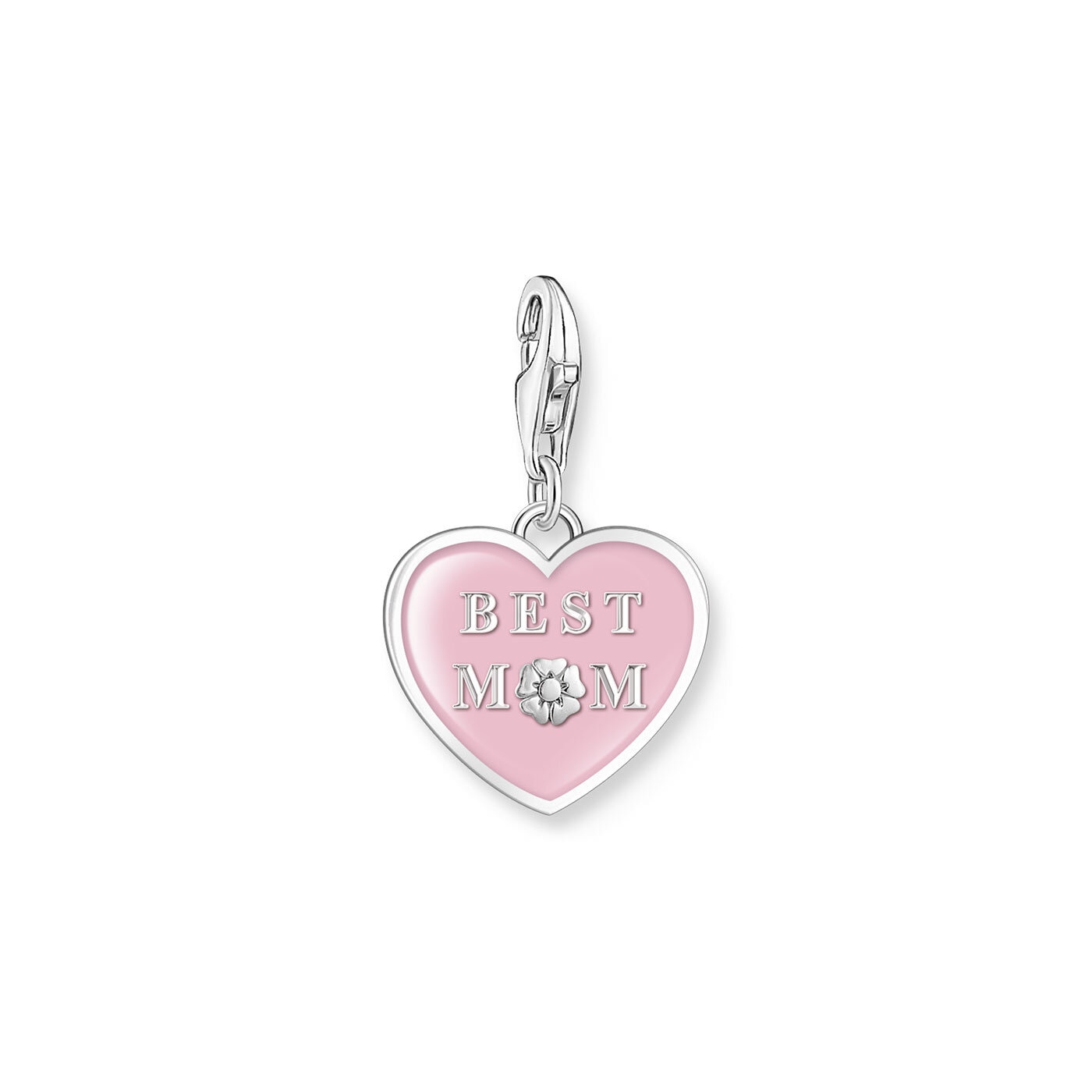 Charm-hängsmycke rosa hjärta med Best Mom silver