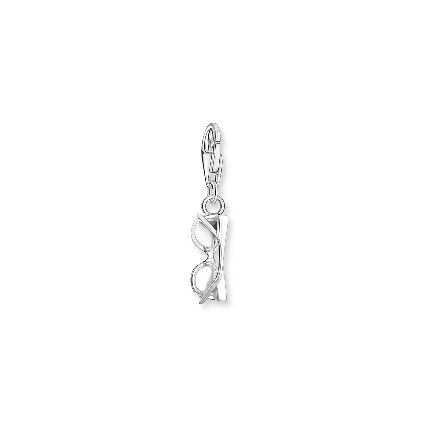 Charm-hängsmycke rosa solglasögon med vita stenar silver