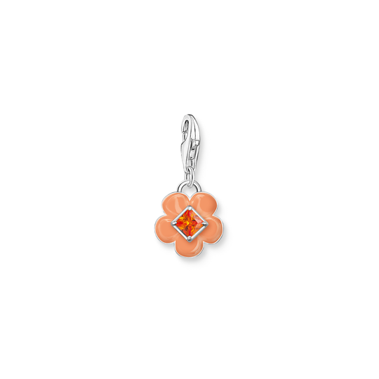 Charm-hängsmycke blomma med orange sten 