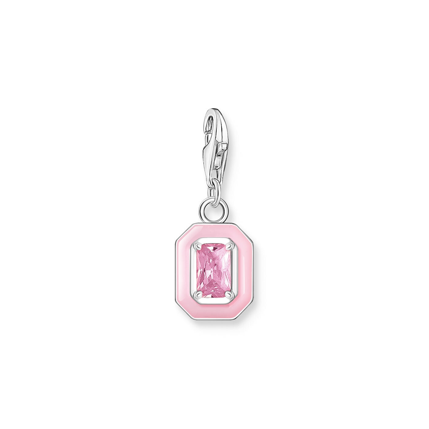 Charm-hängsmycke rosa sten silver