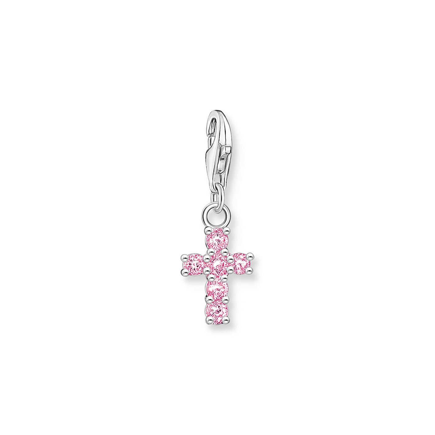 Charm-hängsmycke rosa kors silver