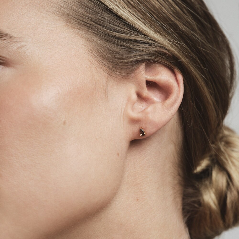 Belle Gold Small Studs - Coffee