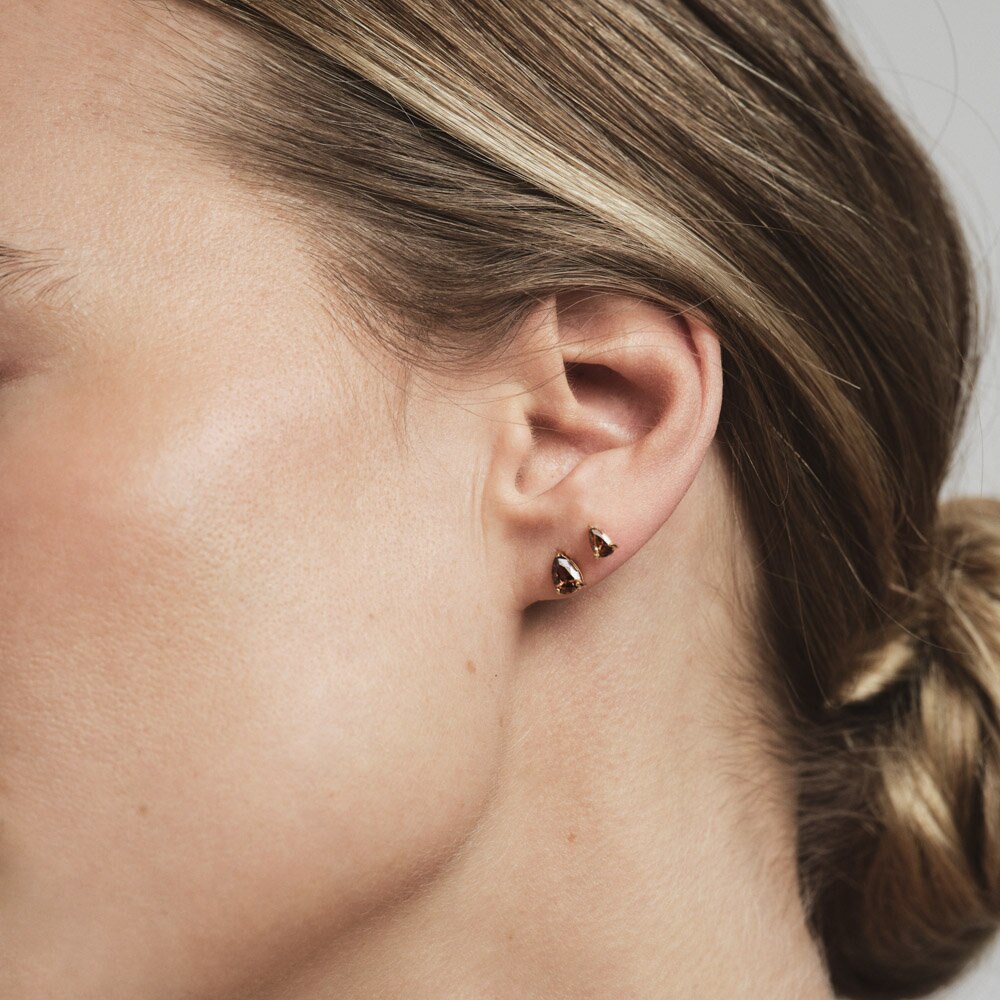 Belle Gold Small Studs - Coffee