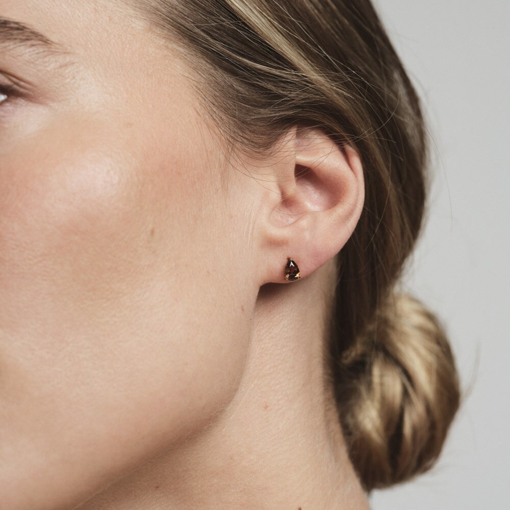 Belle Gold Medium Studs - Coffee