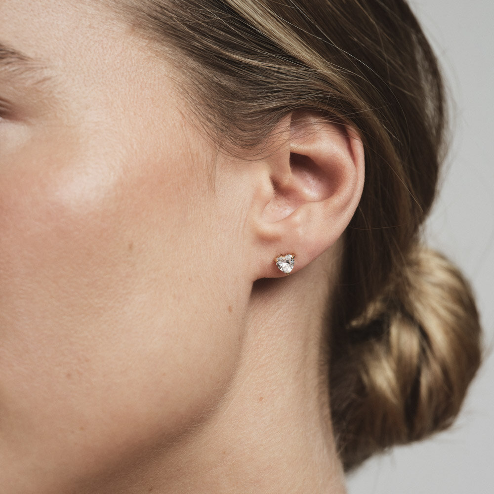 Bonne Gold Studs - white