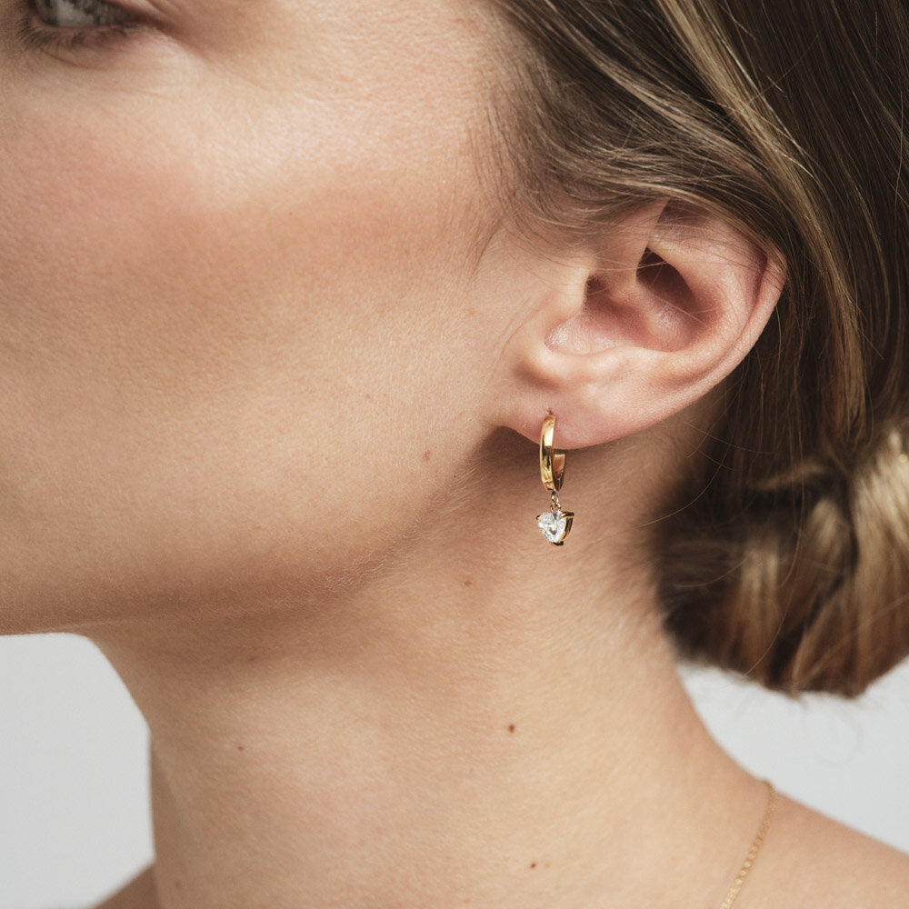 Bonne Gold Hoops - white