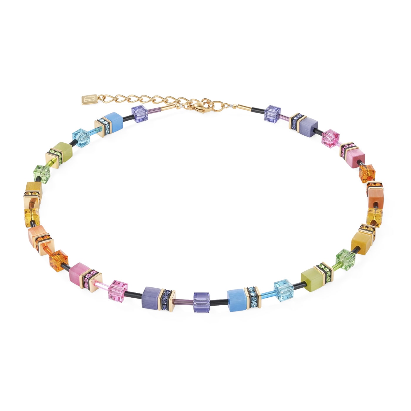 GeoCUBE necklace multicolour rainbow gold