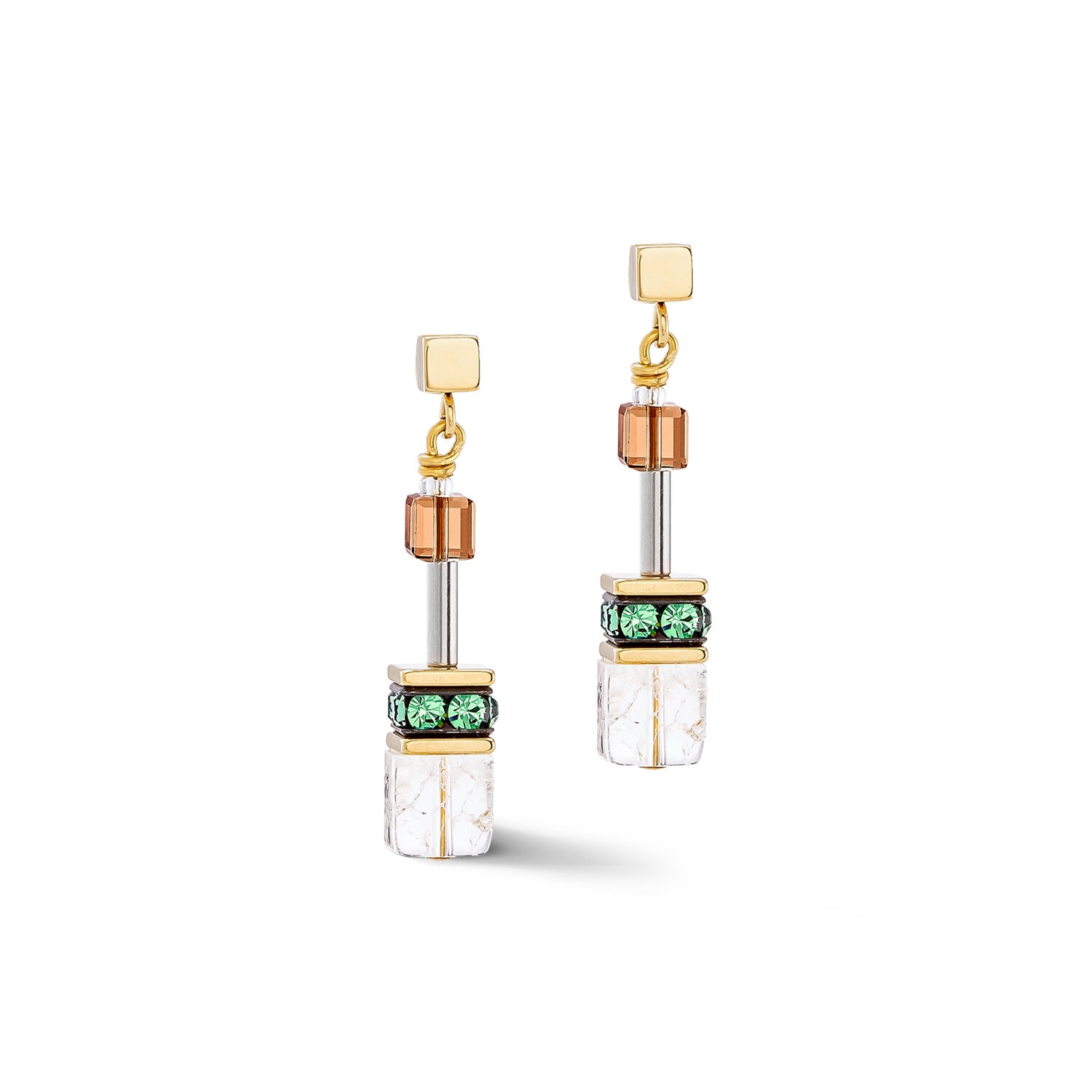 GeoCUBE Iconic Nature earrings brown-white