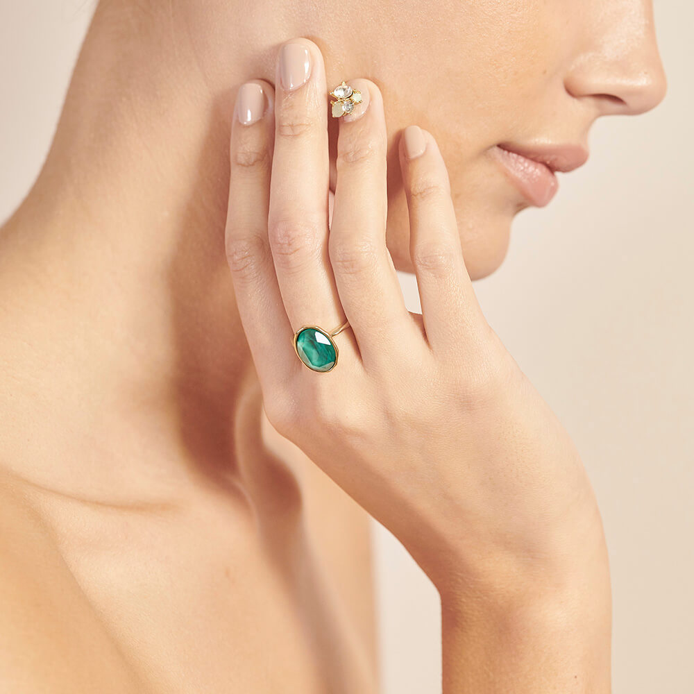 Astrid oval ring - Royal green