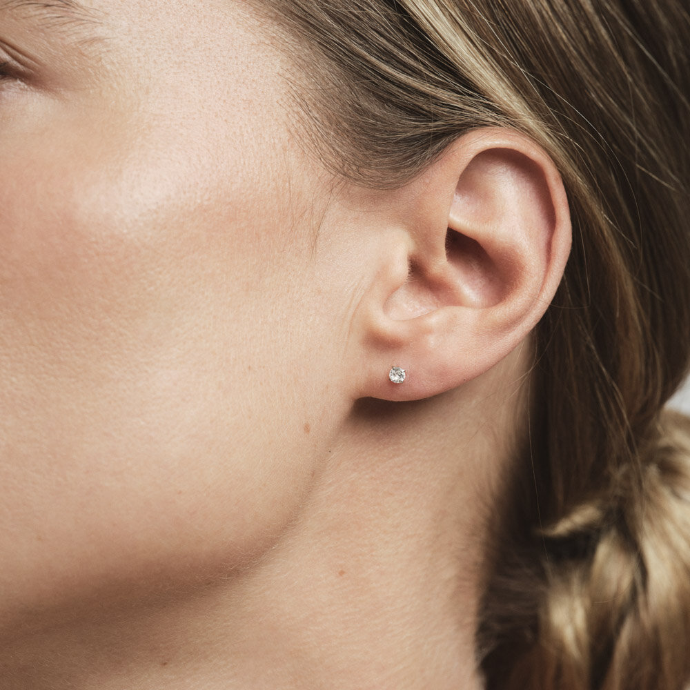 Jolie Silver Small Stud - White