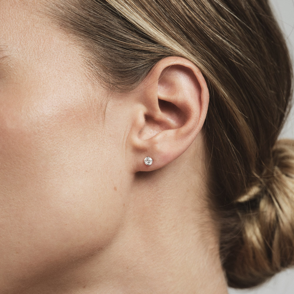 Jolie Silver Medium Stud - White