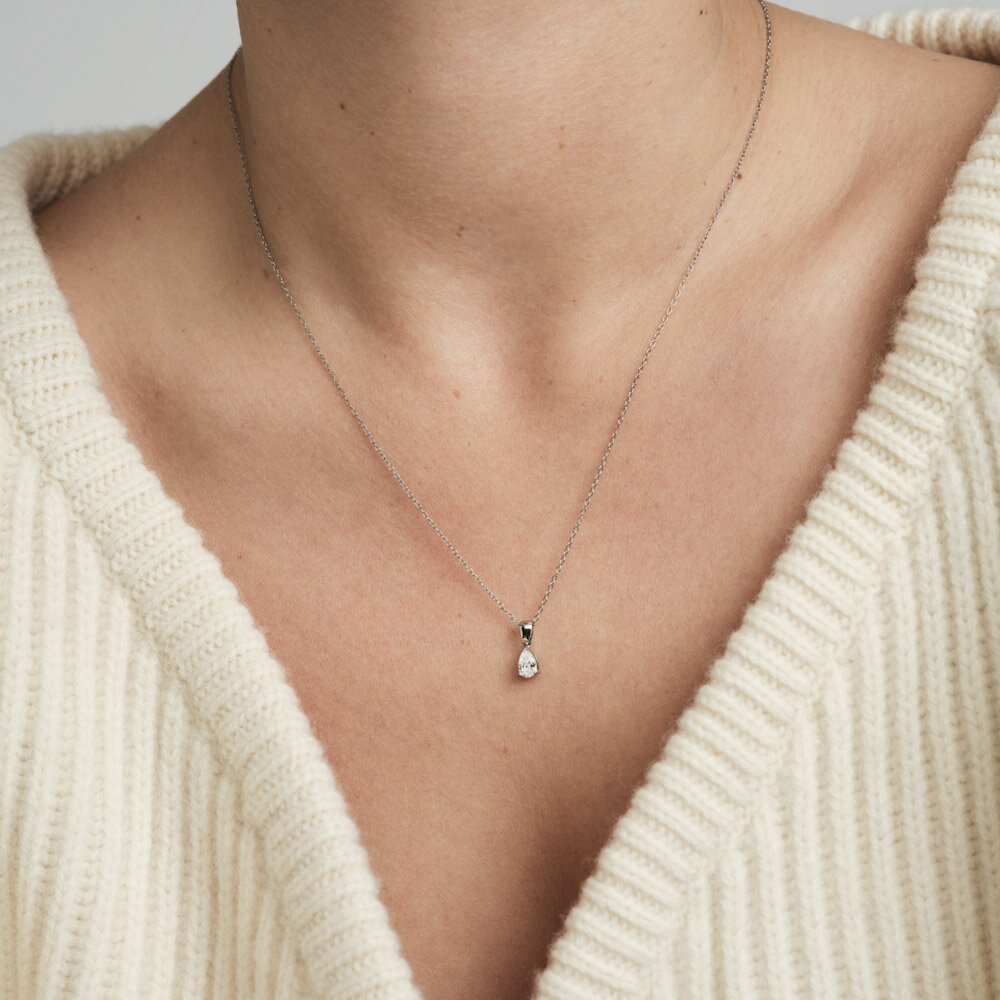 Belle Silver Necklace - White