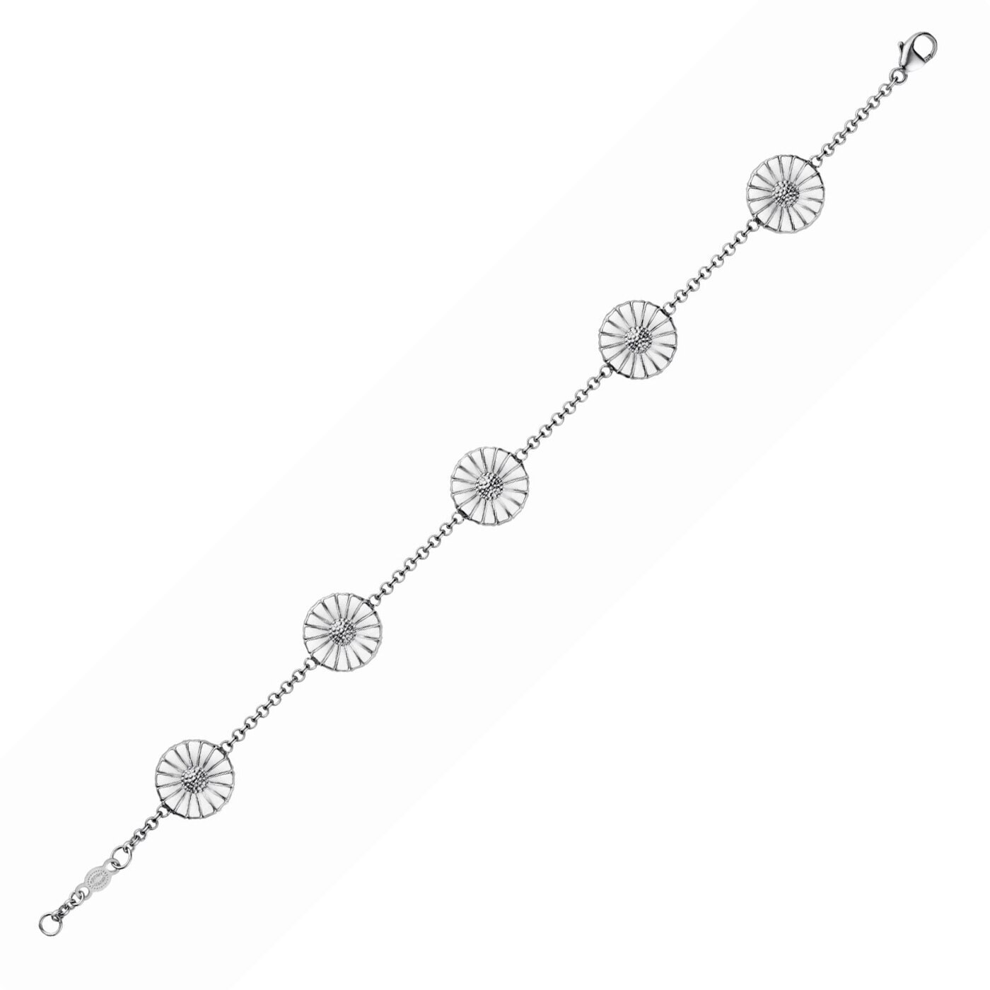 DAISY BRACELET SILVER RH WHITE ENAMEL 5X11
