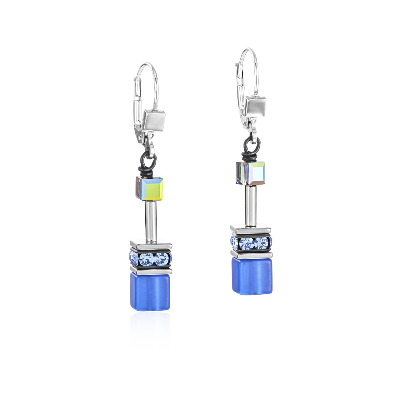 GeoCUBE Earrings cobalt blue