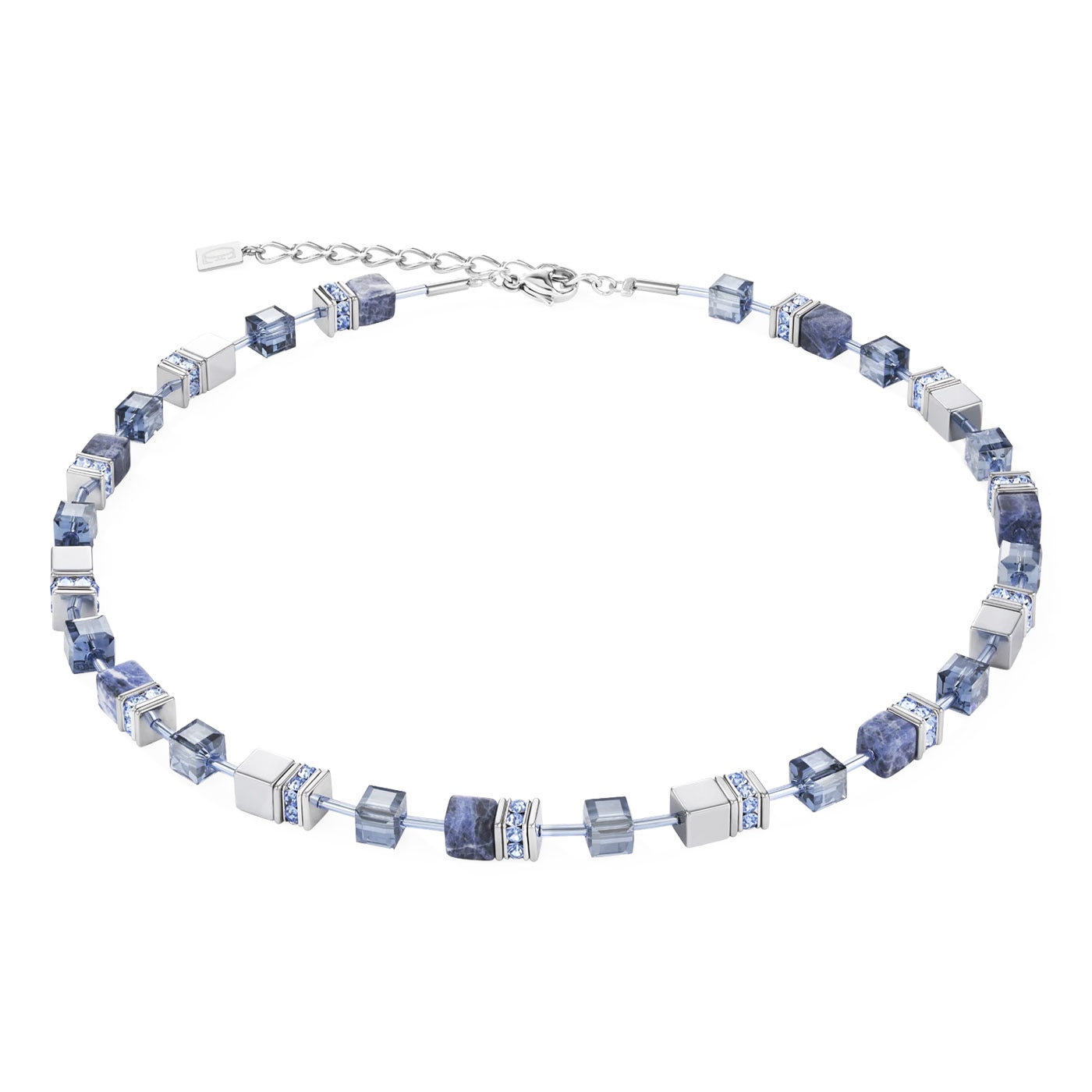 GeoCUBE Necklace sodalite & haematite blue