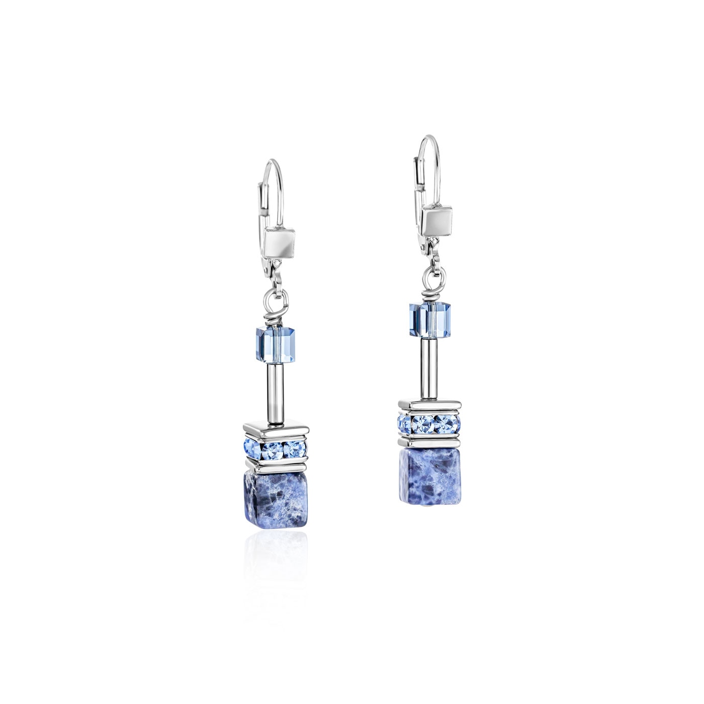 GeoCUBE Earrings sodalite & haematite blue