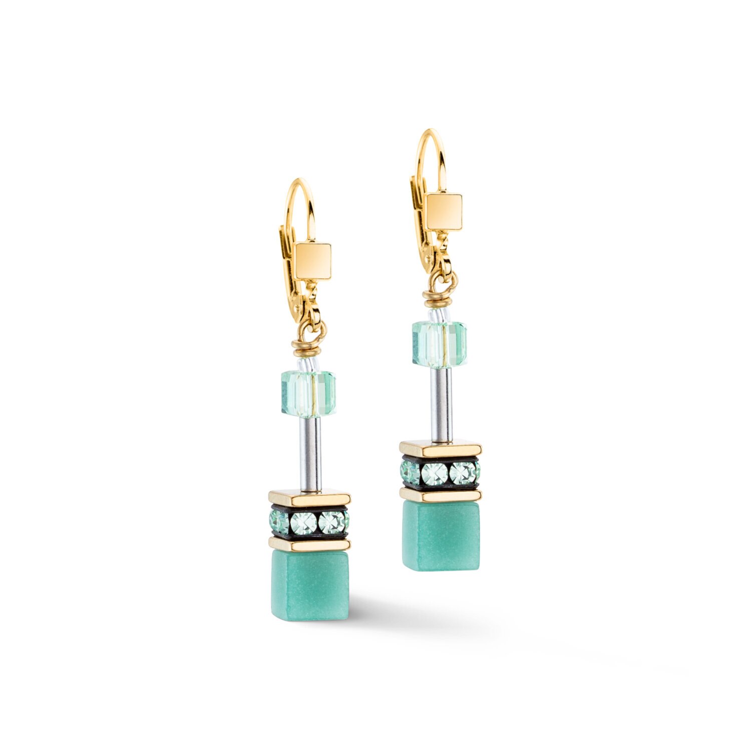 GeoCUBE Iconic Mono Gold earrings green