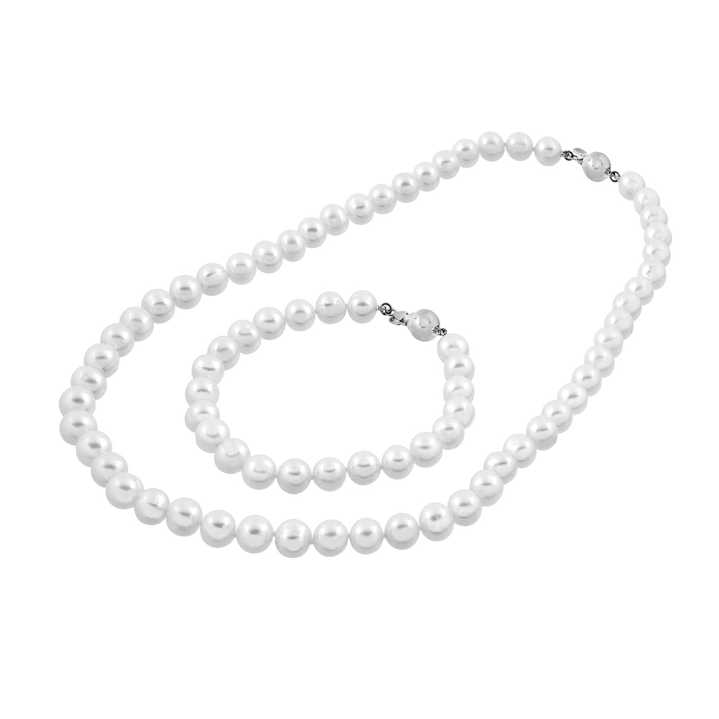 Set med pärlor 7,5 mm - halsband och armband