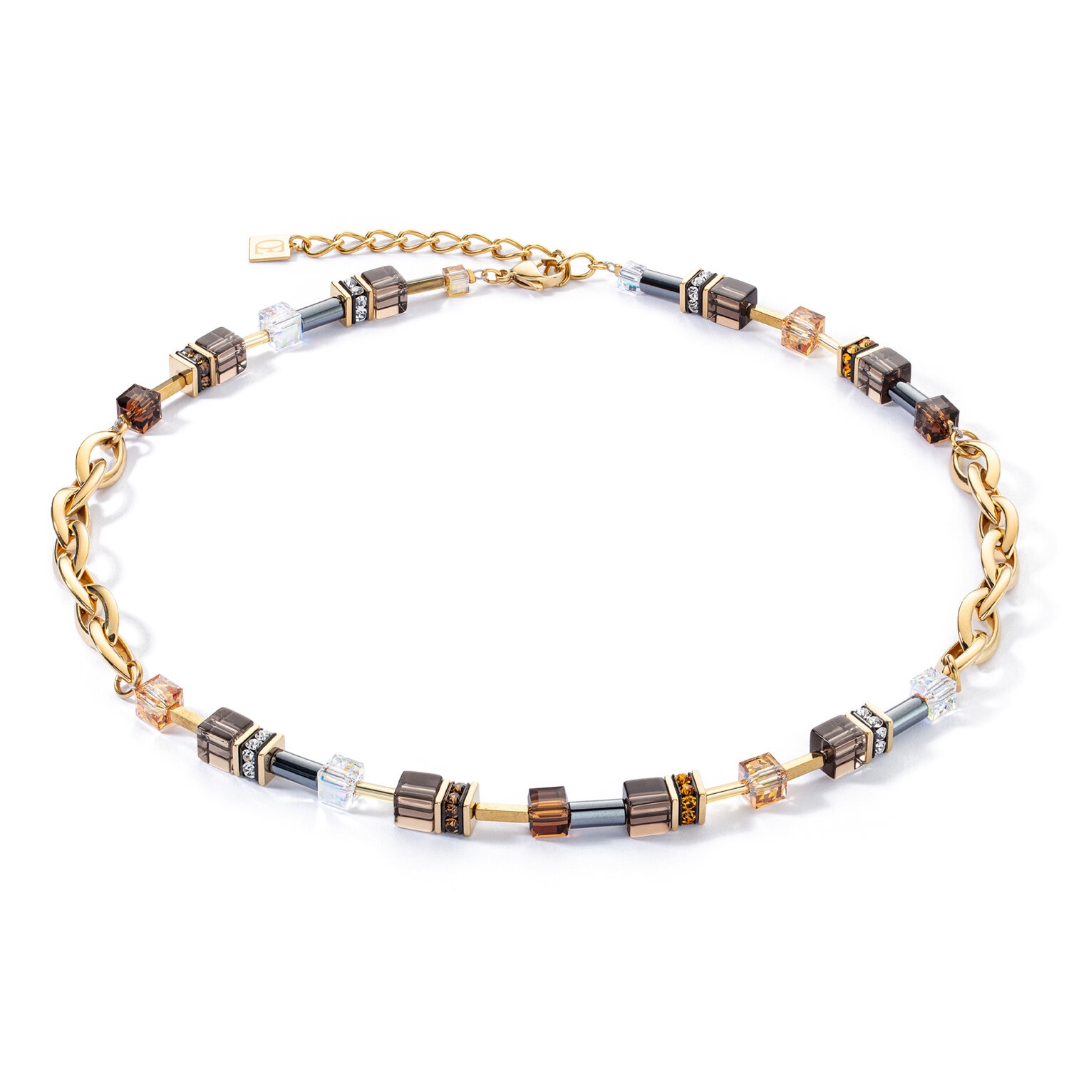 GeoCUBE Chunky Chain necklace gold-brown