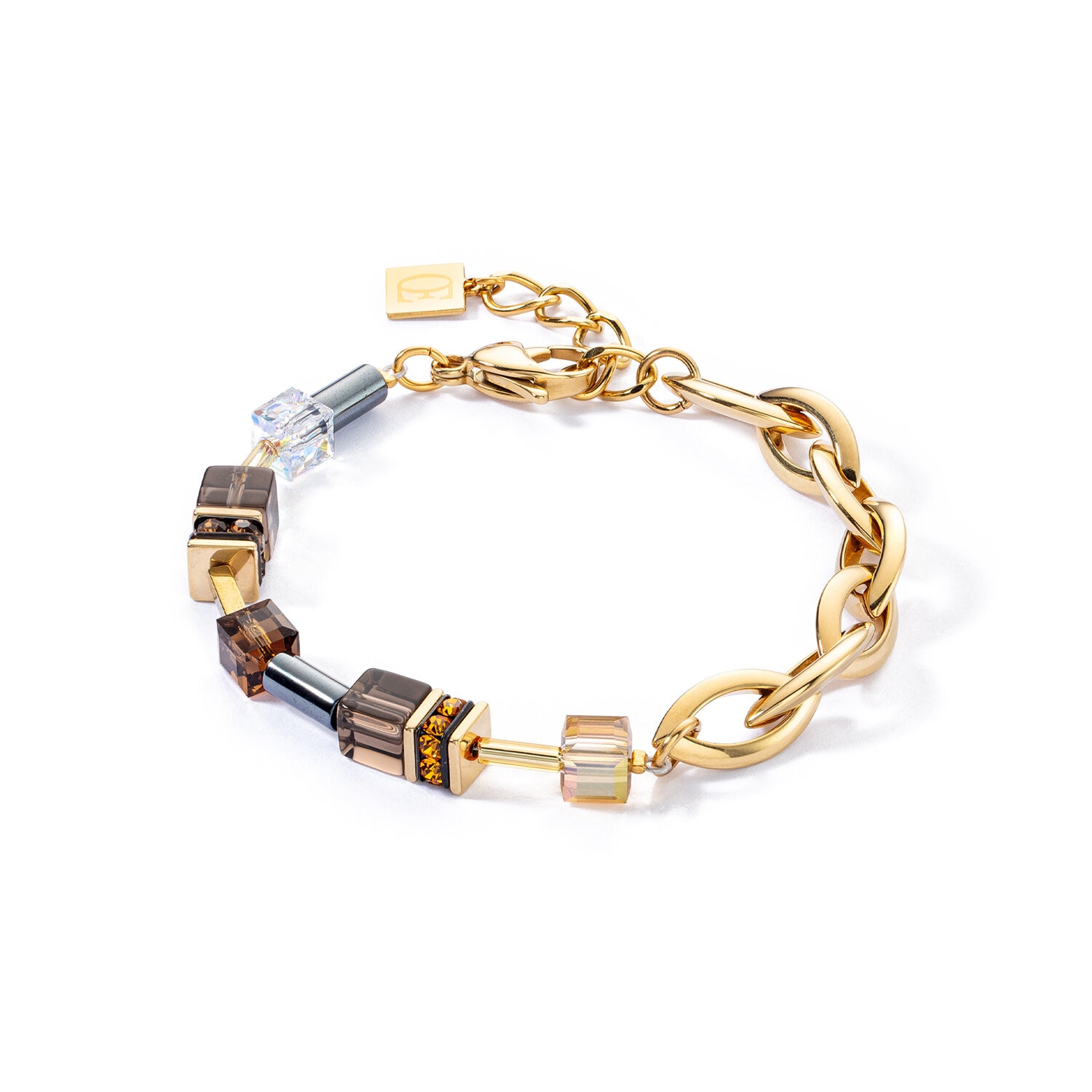 GeoCUBE Chunky Chain bracelet gold-brown