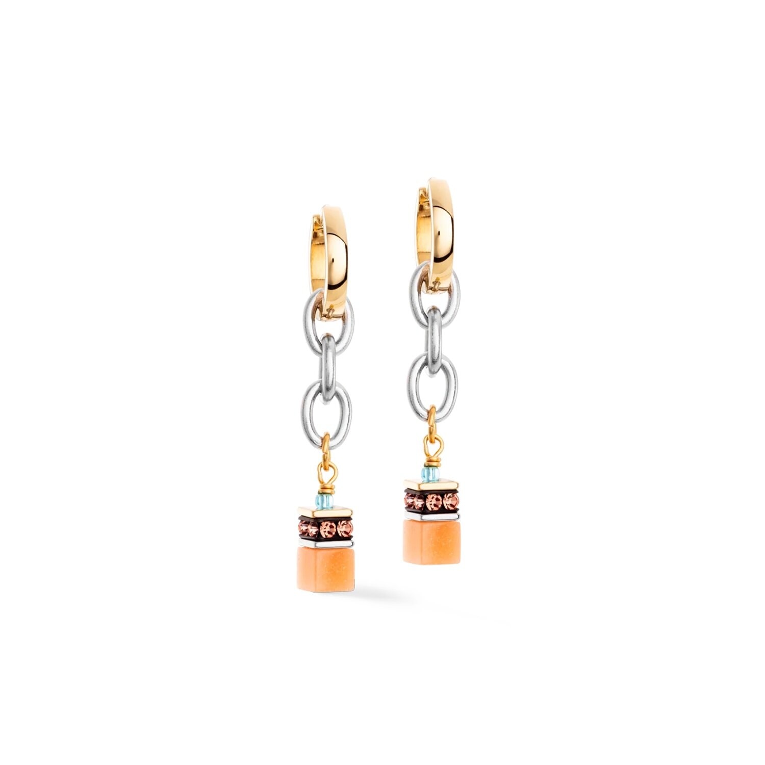 GeoCUBE® Iconic Fusion Chain hoops aqua-apricot