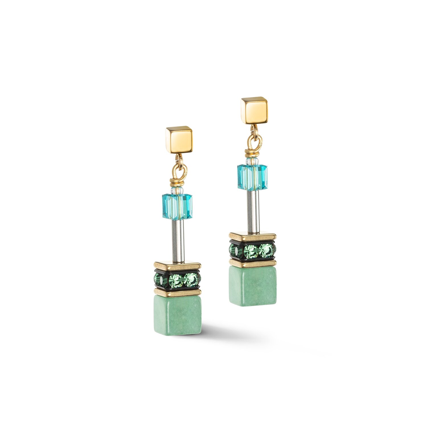 GeoCUBE Iconic Precious earrings green-turquoise