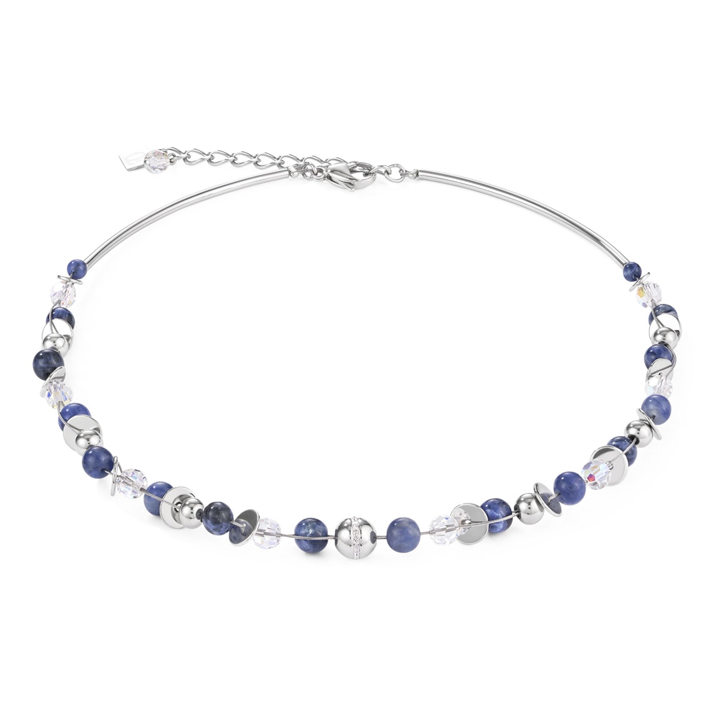 Necklace TwistedPEARLS sodalite & stainless steel blue