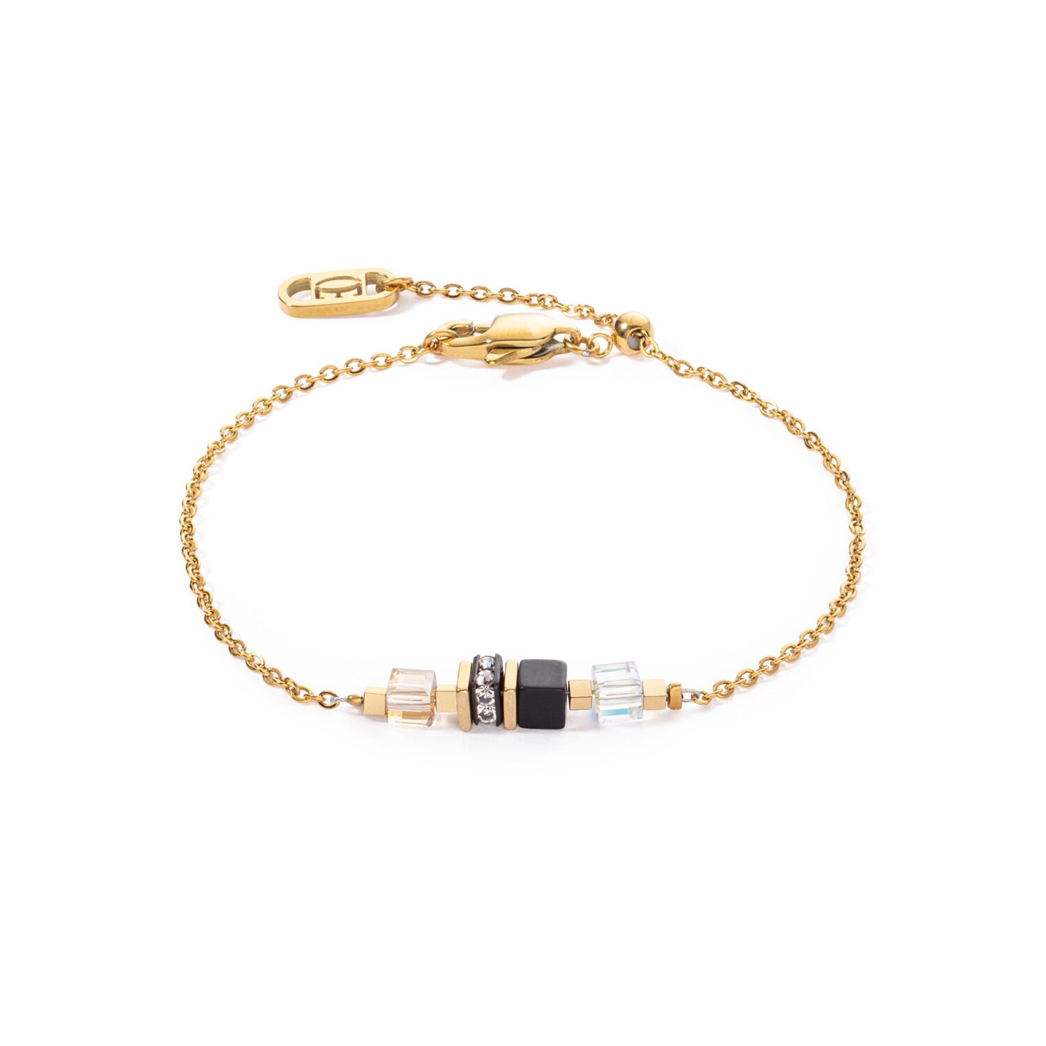 Bracelet Mini Cubes & Chain gold-black
