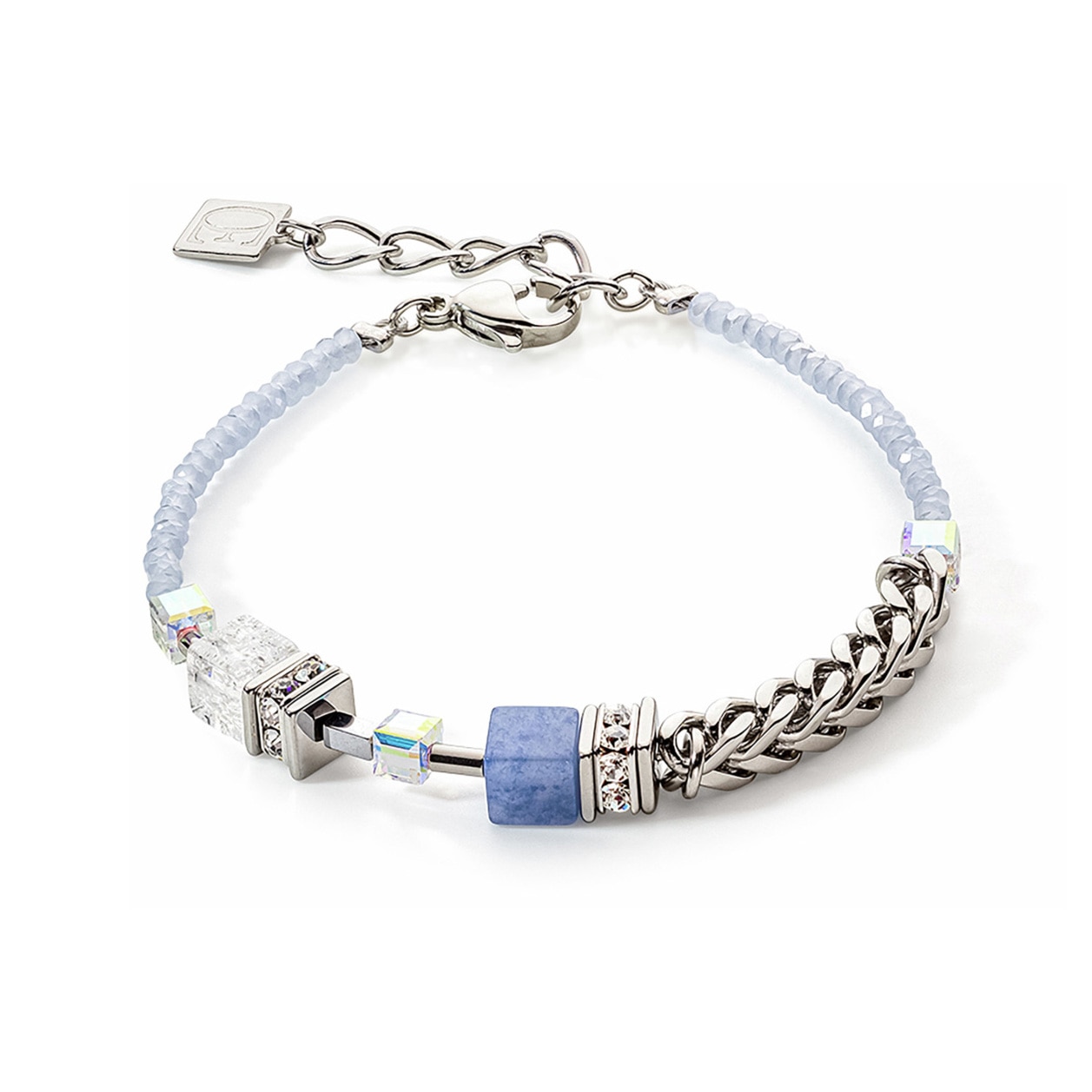 GeoCUBE bracelet blue/silver/chain