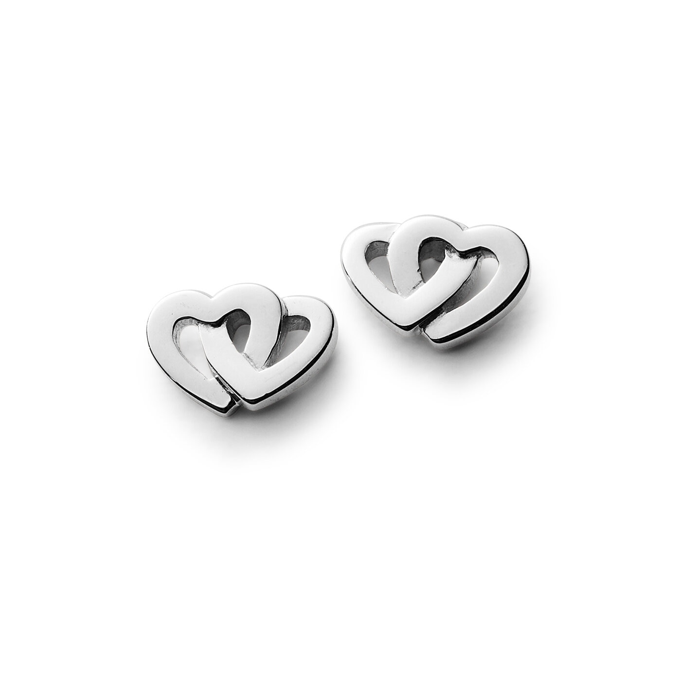 Two hearts mini silver stiftörhängen
