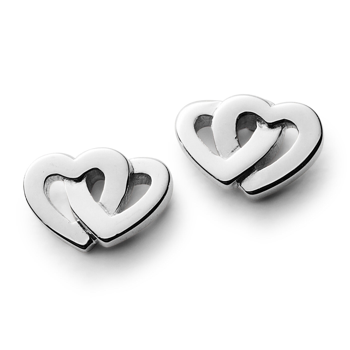 Two hearts mini silver stiftörhängen
