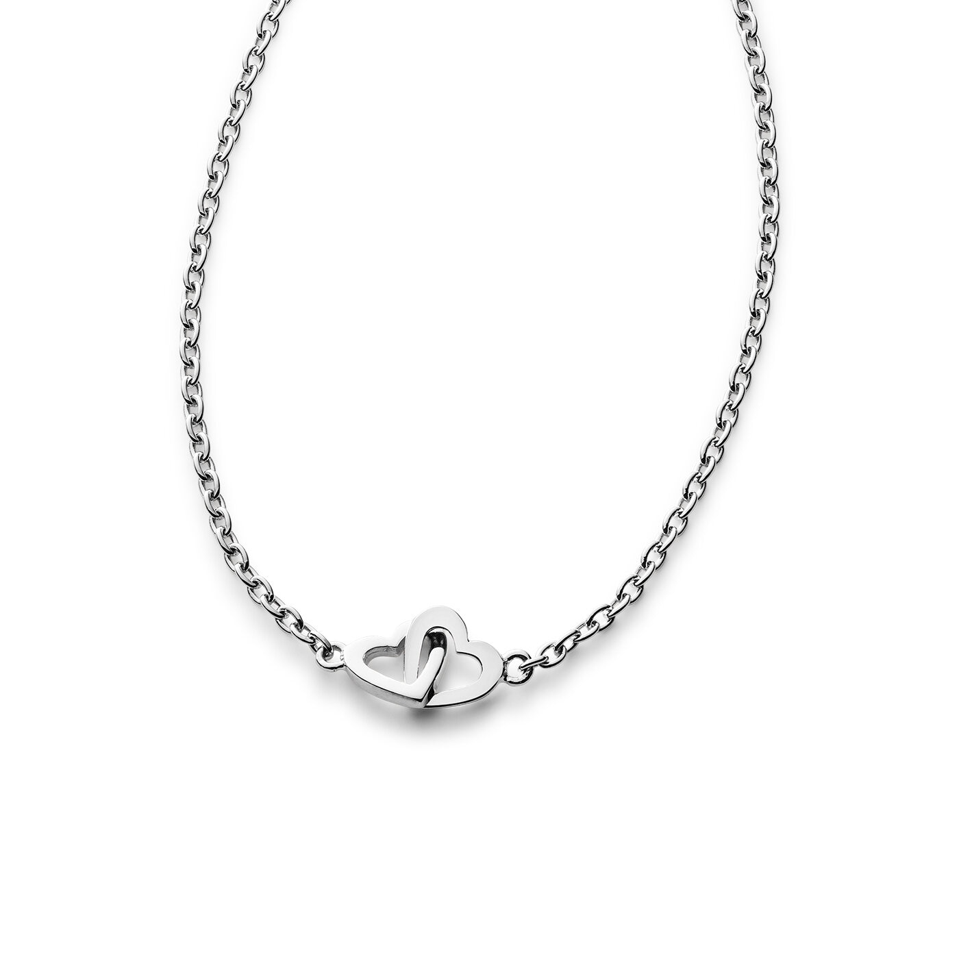 Two hearts mini silver halsband
