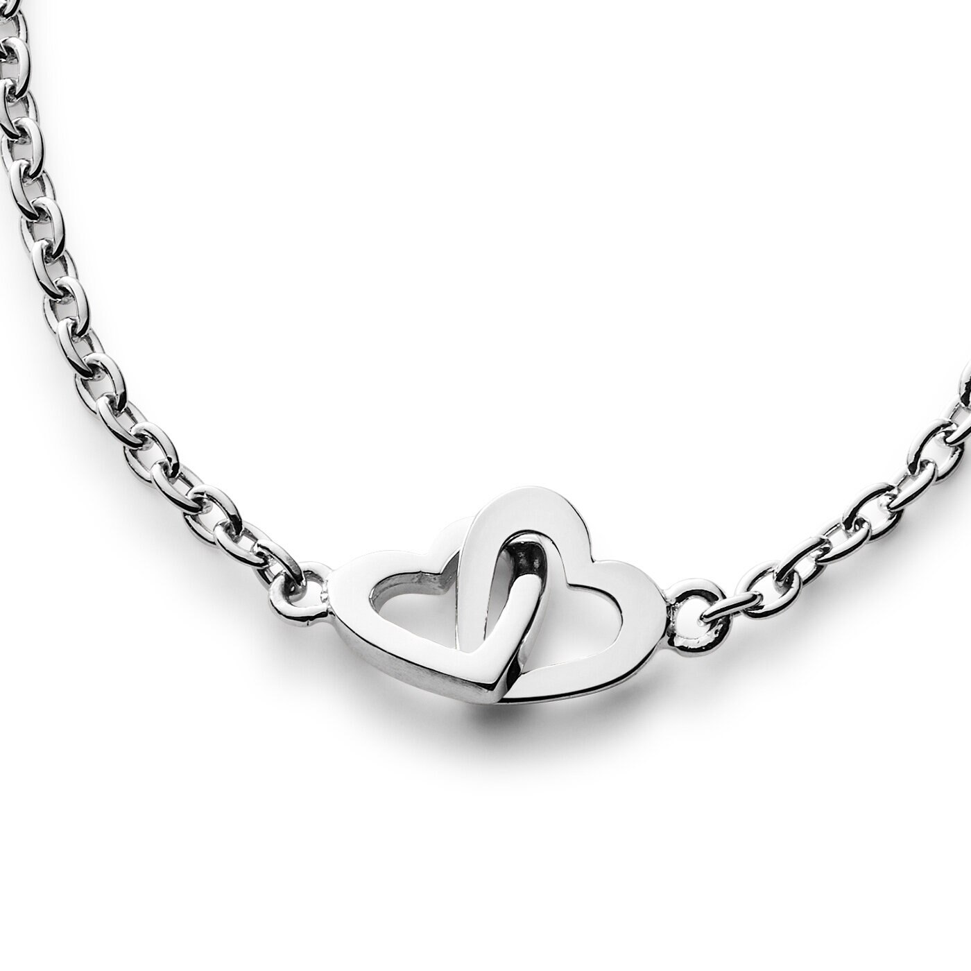 Two hearts mini silver halsband