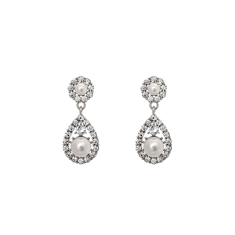Petite Sofia pearl earrings - Crystal (Silver)