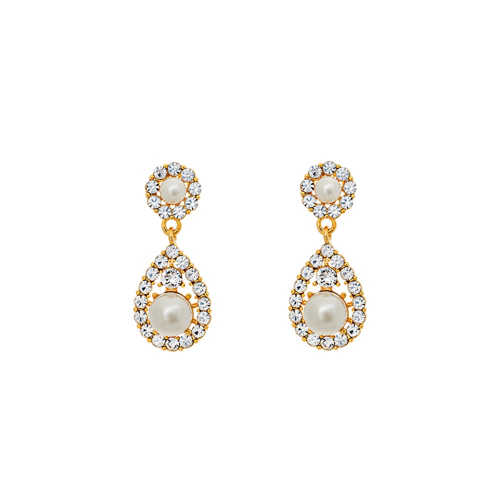 Petite Sofia pearl earring - Crystal (Gold)