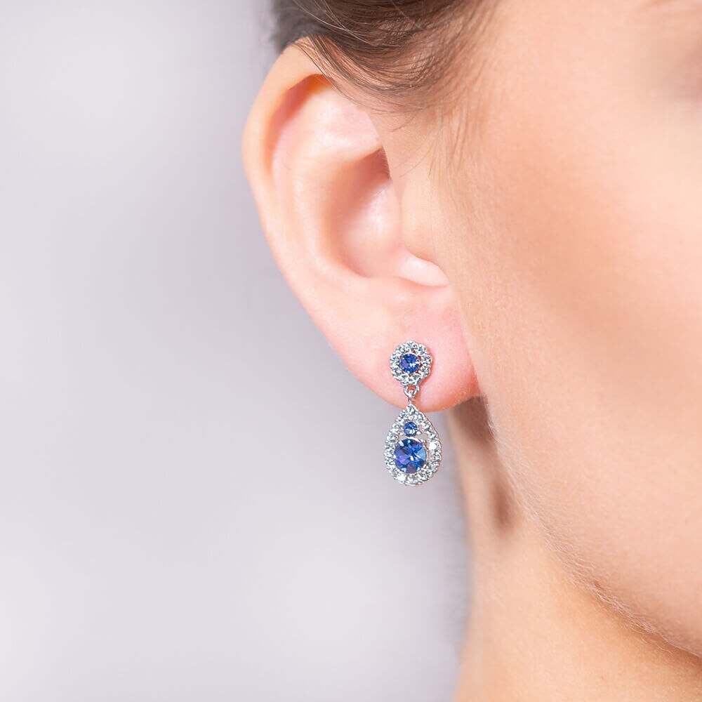 Petite Sofia earrings - Sapphire (Silver)