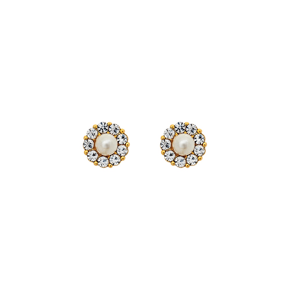 Petite Miss Sofia pearl earrings - Crystal (Gold)