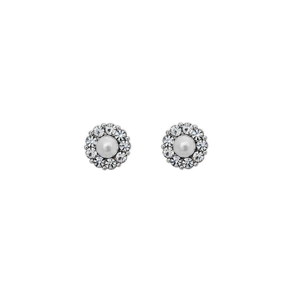 Petite Miss Sofia pearl earrings - Crystal (Silver)