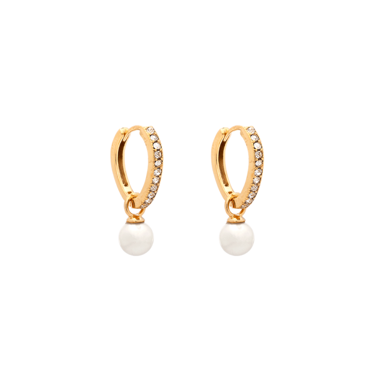 Petite Kennedy hoops earrings - Ivory pearl (Gold)