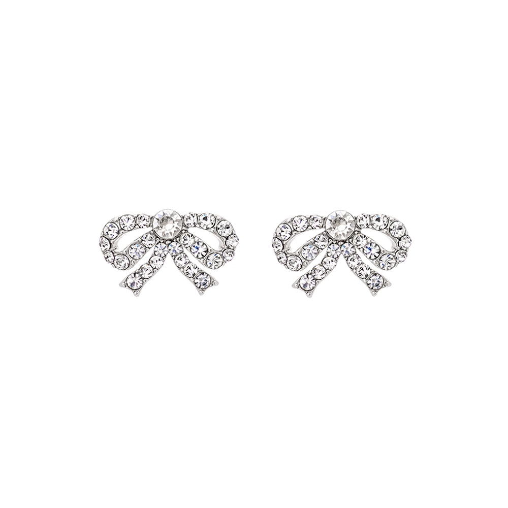 Petite Antoinette bow earrings silver
