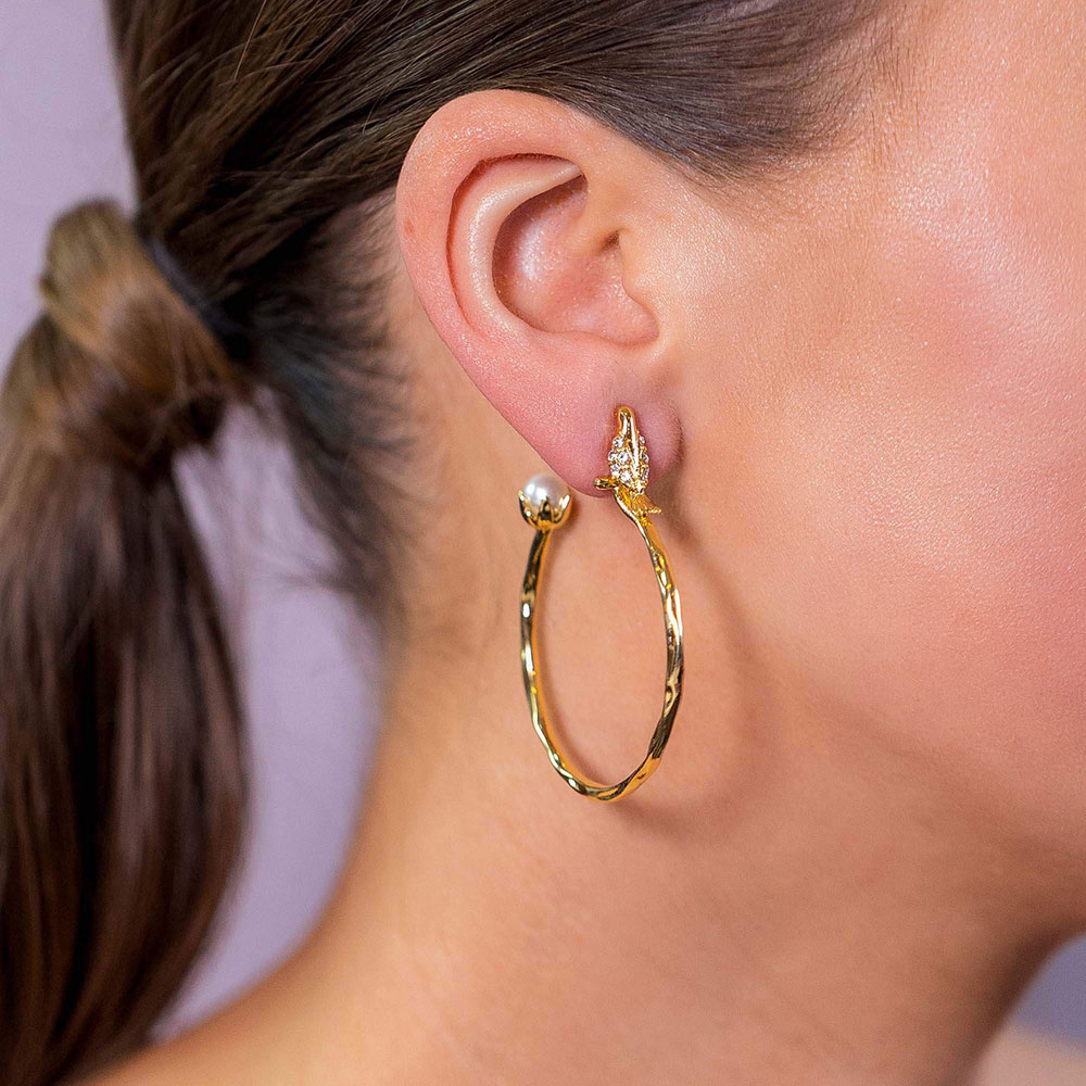Eden hoops earrings - Ivory (Gold)