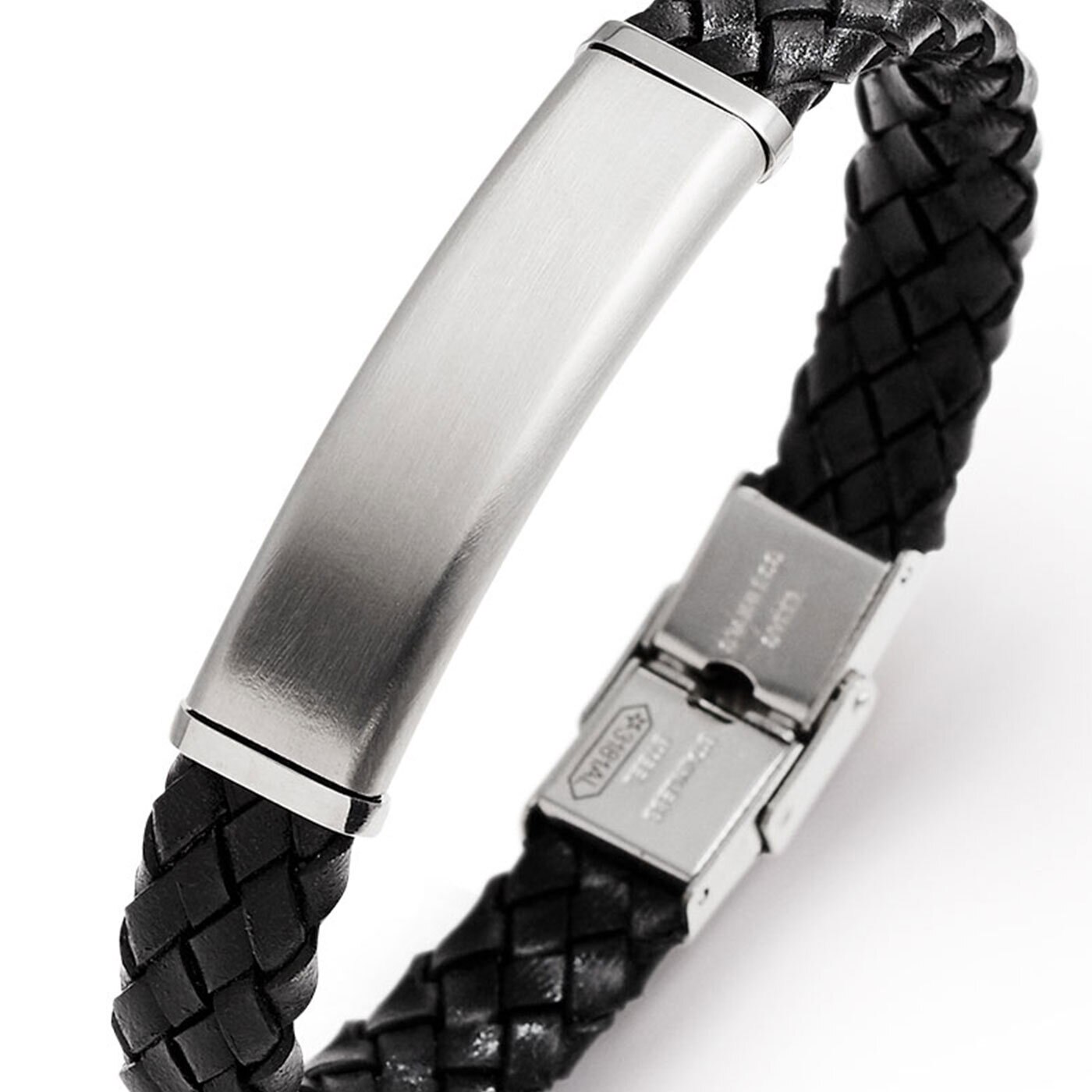 Braided steel black bracelet