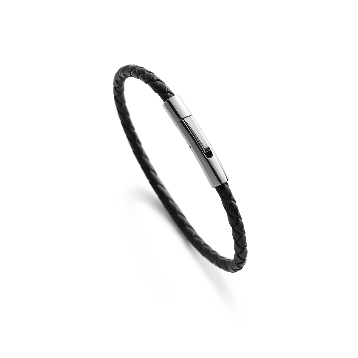 Round Black läderarmband