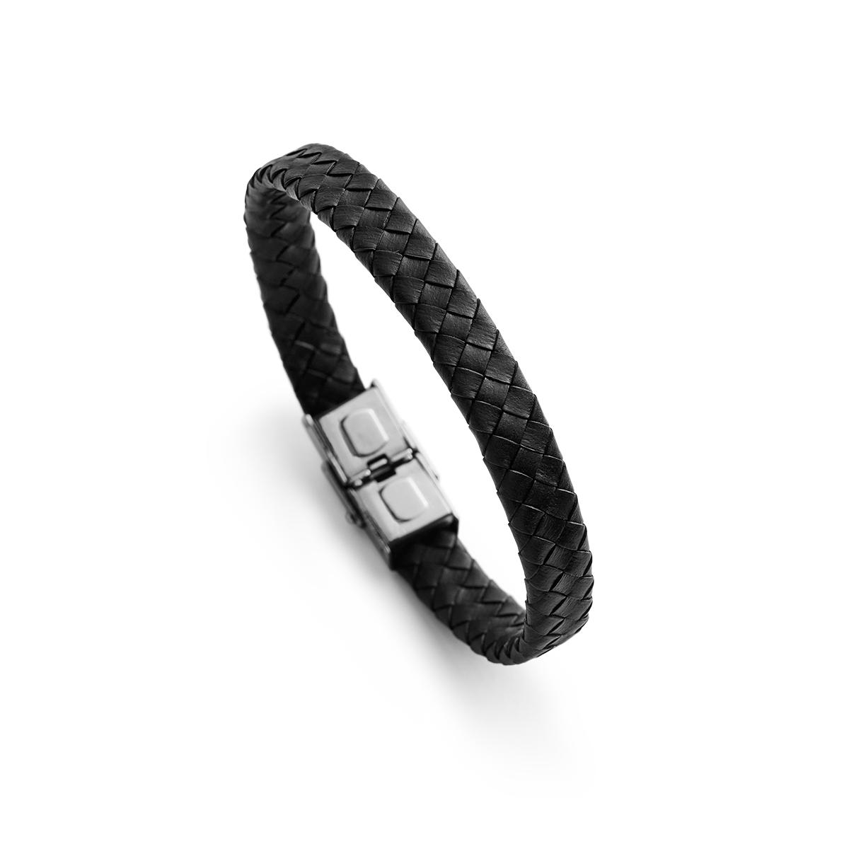 Braided Black läderarmband         