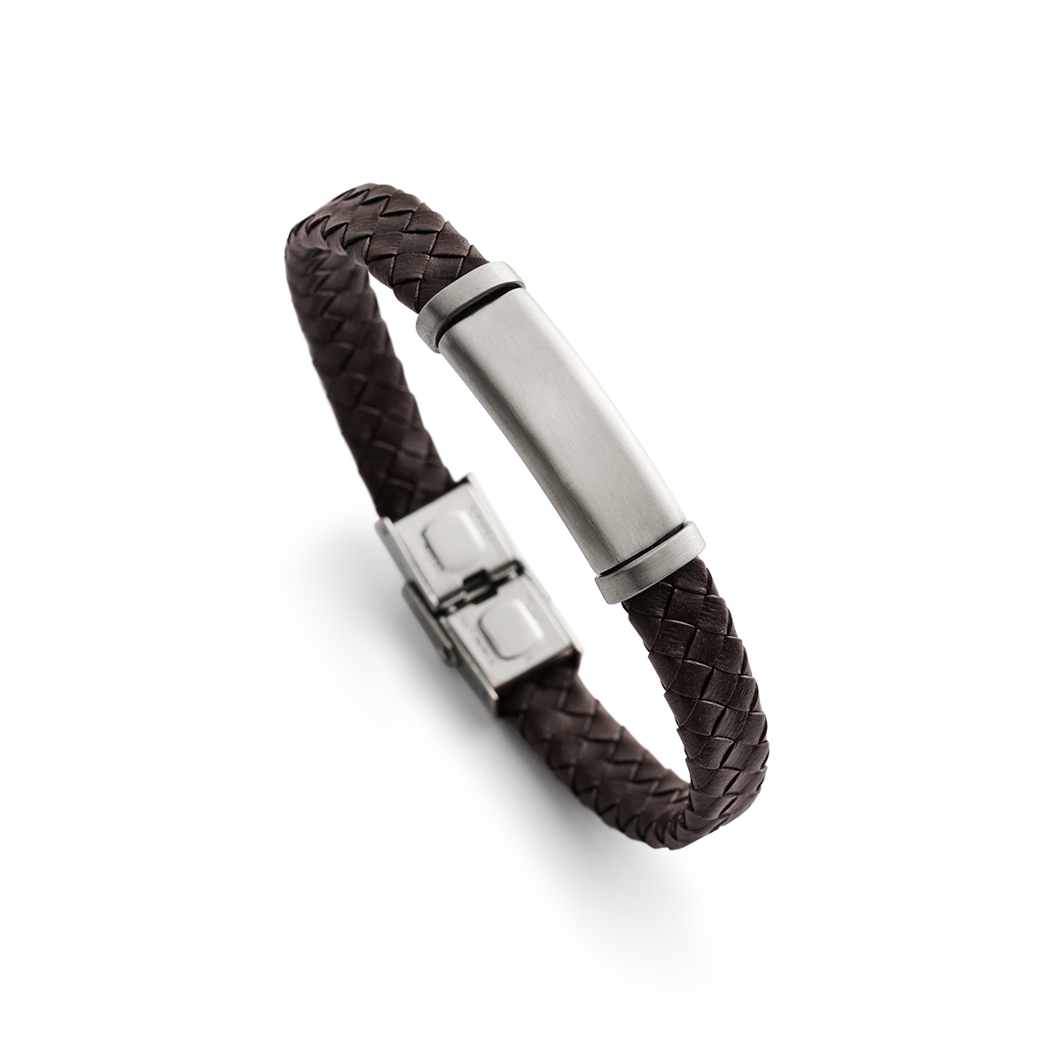 Braided Steel Brown läderarmband