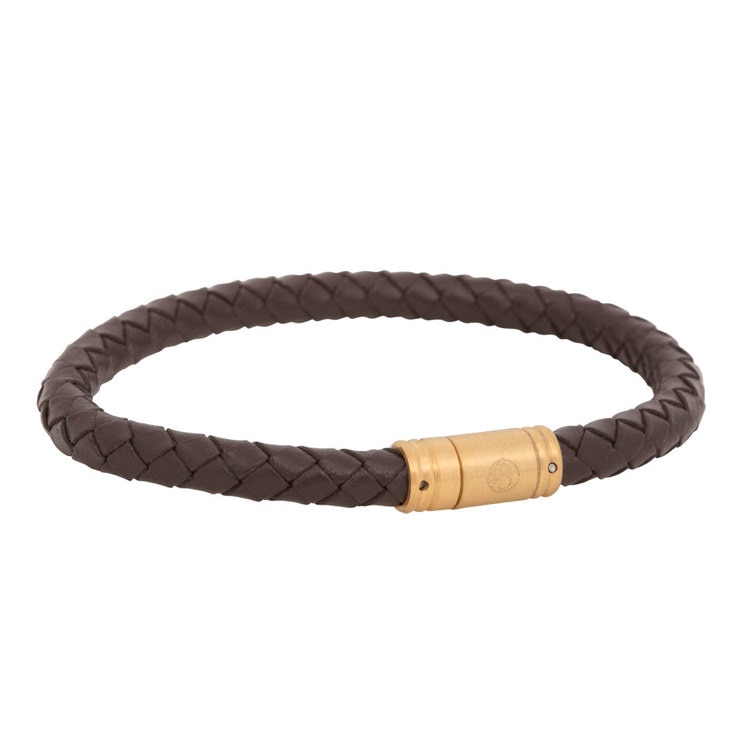 Liam läderarmband medium (brun/guld)