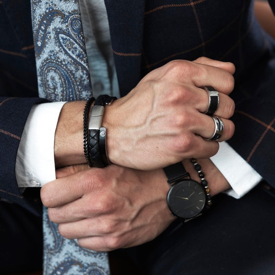 Leonard läderarmband (svart)