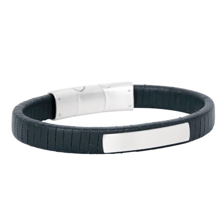 Lucas läderarmband (svart/stål)